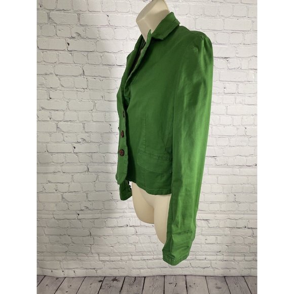 Daughters Of The Liberation Anthropologie Green Peak Lapel 3 Button Jacket XS - Picture 3 of 8